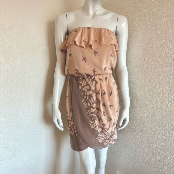REVOLVE X Amanda Uprichard Dress Silk Birds Strapless Size M • NEW WITH TAGS • - Picture 4 of 7